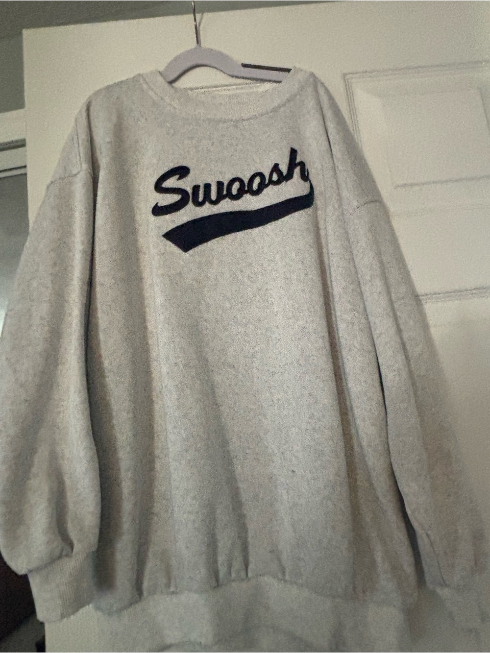 Nike Light Gray Crewneck Sweatshirt with Navy 'Swoosh' Script
